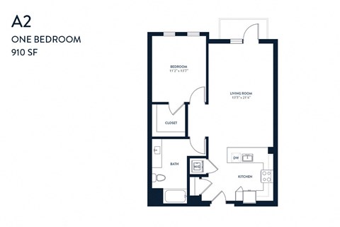 One Bedroom A2 910 SF - Resa Long Beach